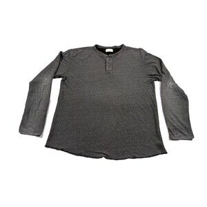 Marine Layer Henley Shirt Mens Heather Grey Long Sleeve Soft Knit Sz L Flaws